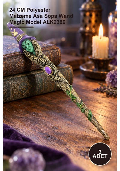 3 Adet Polyester Sihirli Asa 24 Cm Polyester Malzeme Asa Sopa Wand Magic Model Alk2386
