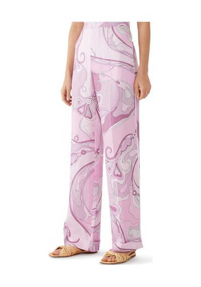 Pucci Orkide Desenli Ipek Twill Pantolon Pembe