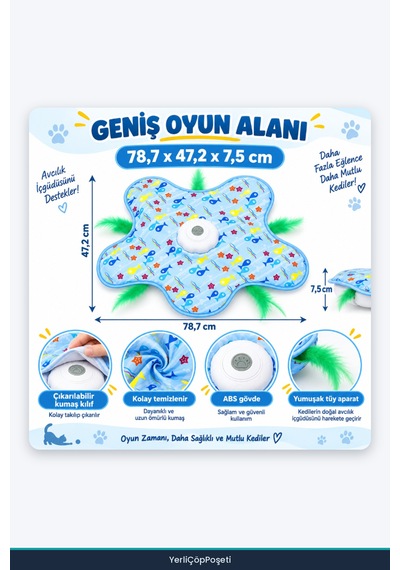 İnteraktif Kedi Oyuncağı - Hareketli Tüylü - Usb Şarjlı - 3 Oyun Modu