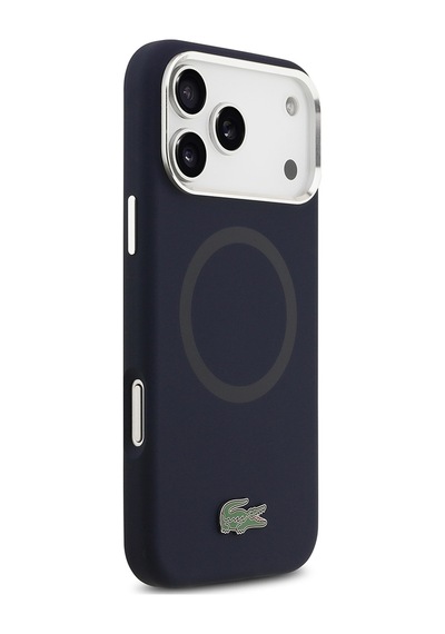 Apple Uyumlu iPhone 17 Pro Max Kılıf Lacoste Lisanslı M-safeli İkonik Metal Kamera Çerçeveli Silikon Kapak Lacive Lacivert