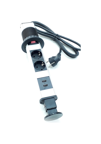 Masa Üstü Priz Bas Aç Tezgah Dolap Gizli Priz 2 Usb 2 220V Pop Up