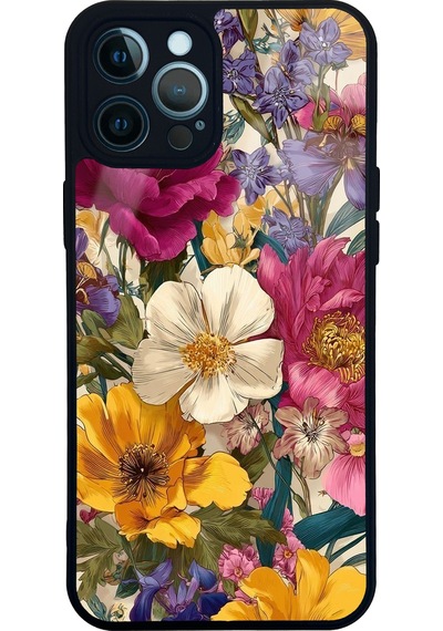 Apple Uyumlu iPhone 12 Pro Max Anahatların Dansı Tasarımlı Glossy Telefon Kılıfı Çok Renkli
