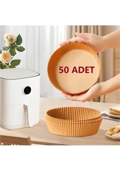 Her Modele Uyumlu 50 Adet Airfryer Pişirme Kağıdı Hijyenik Yağlı Kağıt Airfryer Hava Fritözü
