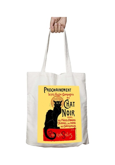Art Hediye Prochainement Chat Noir İki Tarafı Kalıcı Baskılı Yıkanabilir Okul Plaj Omuz Bez Çantası Çok Renkli