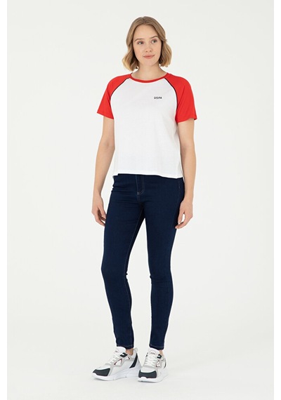 U.S. Polo Assn. Kadın Bisiklet Yaka Tişört 50294759-vr020 Kırmızı