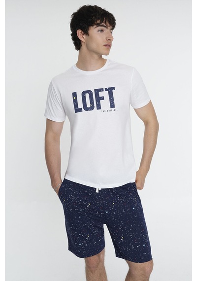 Loft Regular Fit Erkek Pijama Whıte/navy