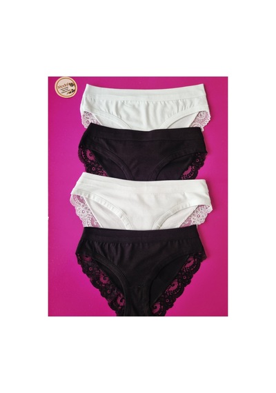 Demirsa Boutique Dantelli Ve Biye Detaylı 4'lü Siyah Ve Beyaz Renk Modal Kadın Bikini Külot Siyah-beyaz Demirsa Boutique Dantelli Ve Biye Detaylı 4'lü Siyah Ve Beyaz Renk Modal Kadın Bikini Külot Siyah-beyaz