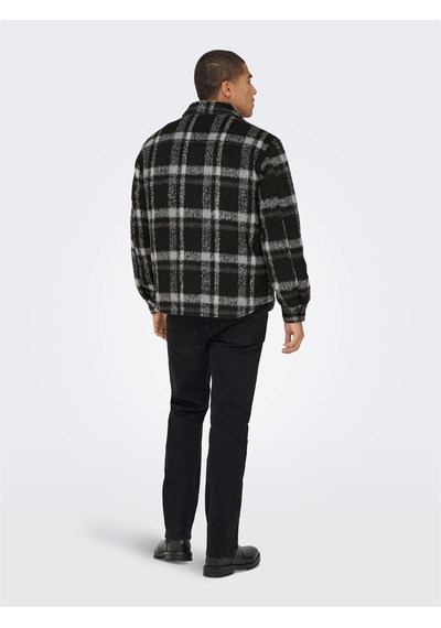 Only & Sons Onsgıo Lf Check Padded Jacket Otw Erkek Black Mont - 22030156 Siyah