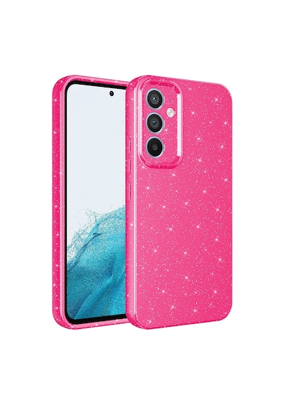 Kilifone - Samsung Uyumlu Galaxy S24 - Kılıf Simli Kamera Korumalı Koton Kapak - Pembe Koyu