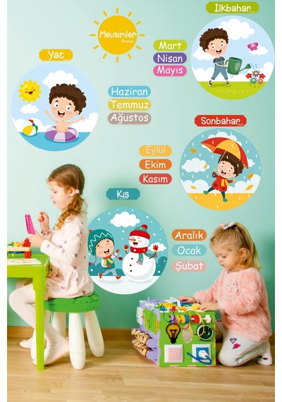 Mevsimleri Öğreniyorum Çocuk Odası - Okul - Sınıf Sticker Seti