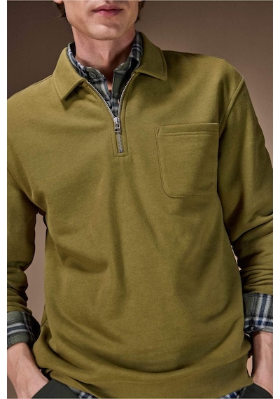Defacto Yarım Fermuarlı Sweatshirt F8215ax26spkh256 Haki-kh256