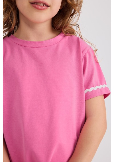 Panço Kız Çocuk Kısa Kollu Pembe Tişört