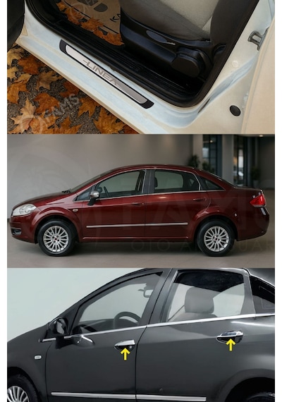 Fiat Linea Krom Aksesuar Seti 2007 Üzeri P. Çelik Cam Çıtası-kapı Kolu-kapı Eşiği