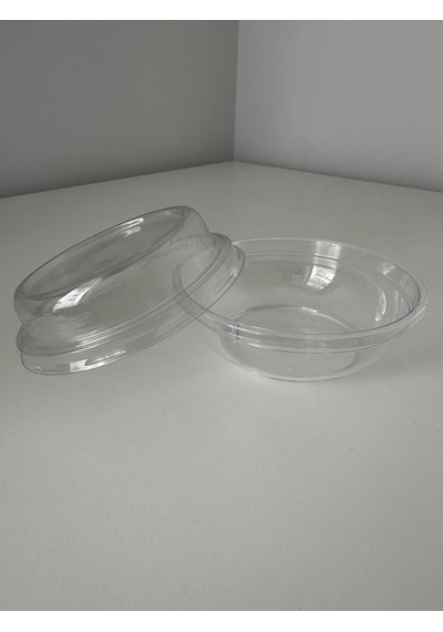 Kristal Yuvarlak Tatlı Sütlaç Kasesi - Mika Plastik Kap - Şeffaf - Kapaklı - 180 Ml/cc - 10 Adet