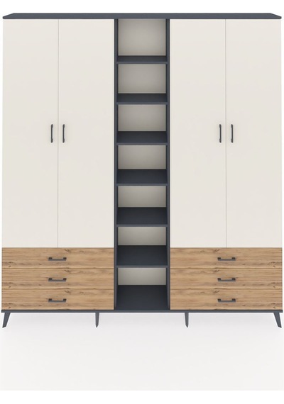 Arges Dolap 13 Raflı 6 Çekmeceli 2 Askılı 220x30x243 Antrasit-aytaşı/çam Aytası/atlas Çam Arges Dolap 13 Raflı 6 Çekmeceli 2 Askılı 220x30x243 Antrasit-aytaşı/çam Aytası/atlas Çam