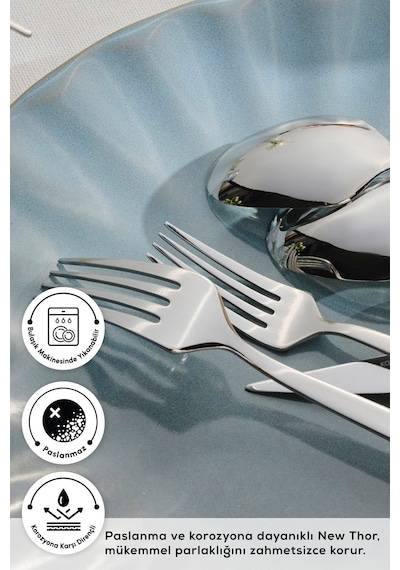 Karaca  Elegance New Thor V2 Platin 12 Kişilik 84 Parça Çatal Kaşık Bıçak Takımı