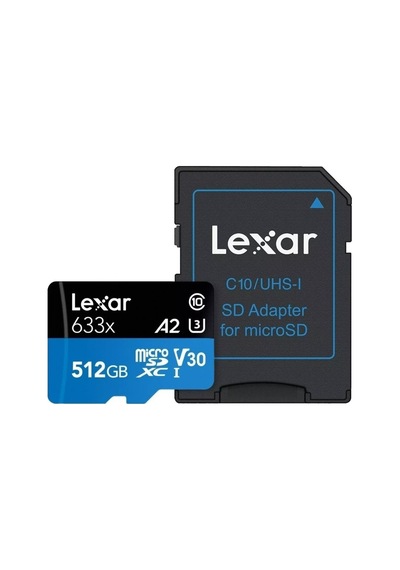 Lexar 512GB Yüksek Performans 633x MicroSDXC A2 Sınıf 10 Okuma