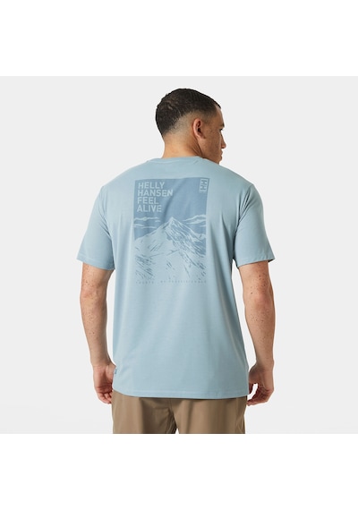 Helly Hansen Skog Recycled Graphic Erkek Mavi Yuvarlak Yaka Tişört Mavi