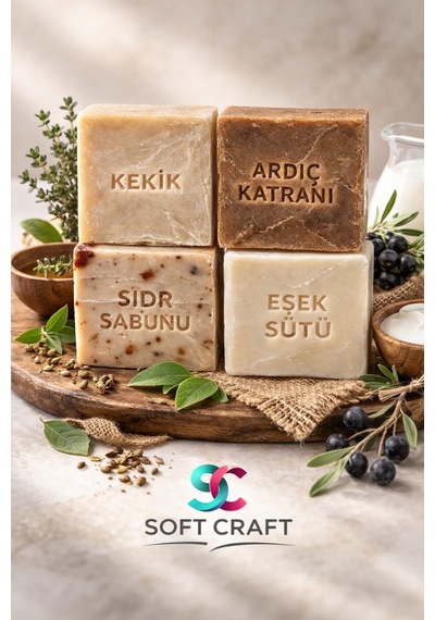 4'lü %100 Doğal Sidr Sabunu Kekik Sabunu Ardıç Katranı Sabunu Eşek Sütlü Sabunu -bitkisel El Yapımı