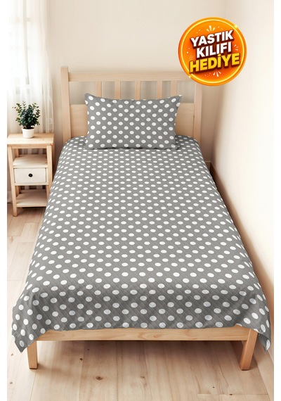 Gri Puantiyeli Modern Genç Odası Tek Kişilik Pike Takımı-geometrik 160x220 Cm Kapitone Yatak Örtüsü Ayazlı Çiçek Gölgesi