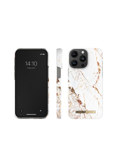 Fashion Case Apple Uyumlu iPhone 13 Pro Tasarım Kılıf - Carrara Gold Bej