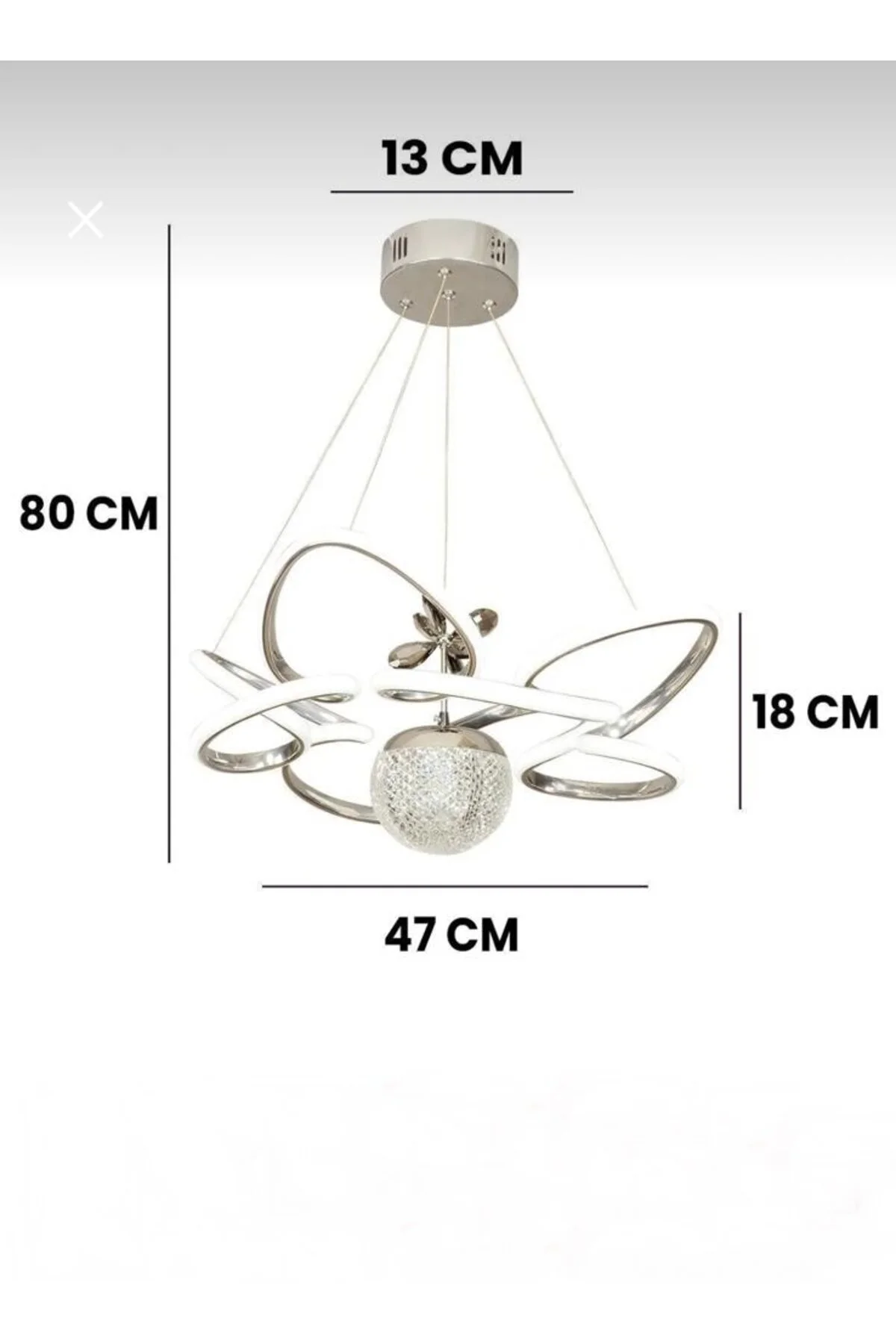 Bohem Aydınlatma Kelebek Model Tek Top 3 Renk Led Modern Avize Gümüş