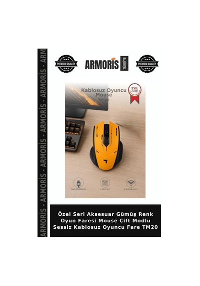 Özel Seri Aksesuar Gümüş Renk Oyun Faresi Mouse Çift Modlu Sessiz Kablosuz Oyuncu Fare Tm20