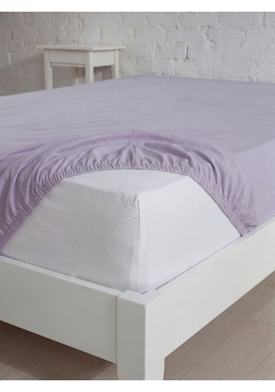 Battal Boy Pamuklu Lastikli Çarşaf, Ranforce Battal Boy Fitted Çarşaf 180x200+20 Cm Lila