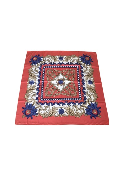Tikitonki Çiçek Desenli Saten Pudra Pembe Eşarp - 90x90 Pembe Pembe