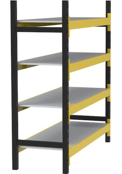 4 Katlı Tekli Midi Rack - Ekonomik Depo,arşiv, Kiler Rafı Siyah-turuncu-35x150 Cm-100 Cm Çok Renkli