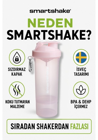 Smartshake Slim Serisi 500 Ml Pamuk Pembe Protein Shaker