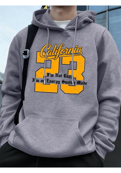 Startmore Startmorekaliforniya 23 Mektup Baskı Hoodie Erkek Kış Polar Sıcak Kazak Koşu Cep Kazak Sportif Gevşek Gri