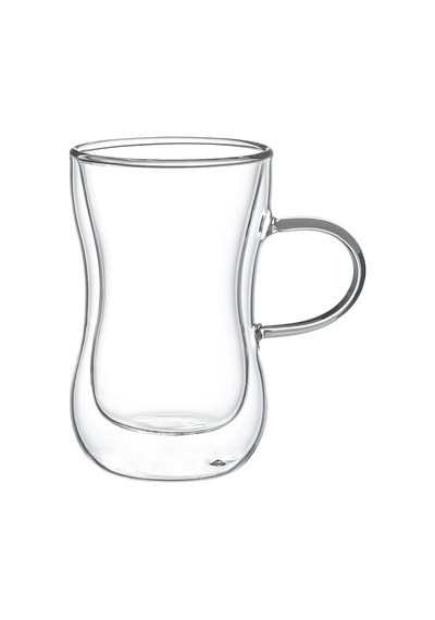 Leggno Vetro Çift Cam Kulplu Çay Bar 150 Ml 2'li Renkli