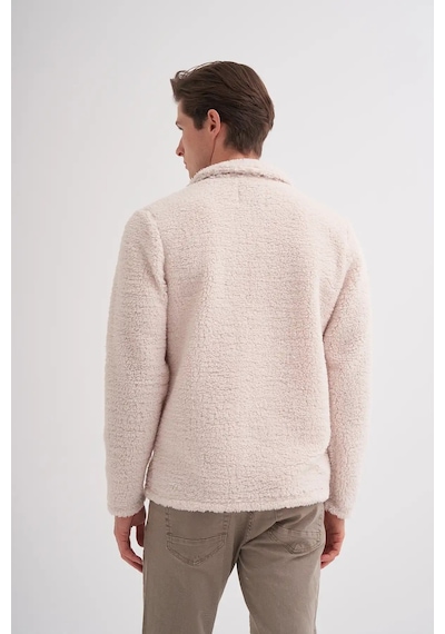 Cazador Shadow Regular Fit Kürklü Dik Yaka Sweat Hırka-50960 Ekru