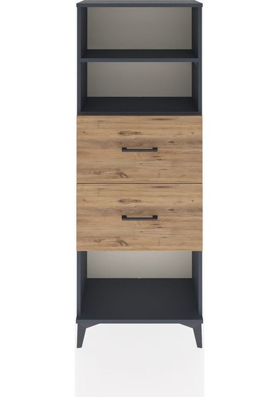 Arges Dolap 2 Raflı 2 Çekmeceli 60x30x163 Antrasit-çam Antrasit