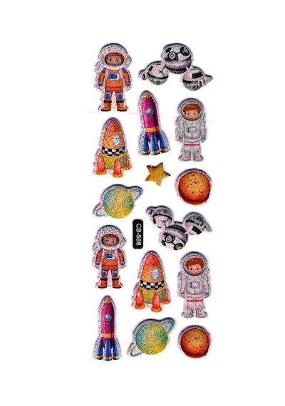 Sticker Kabartmalı Sticker Defter, Planlayıcı Etiket - Cb-588 16x7 Cm- Astranot, Roket