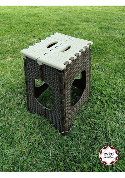 Plastik Katlanır Tabure, Kamp-bahçe Taburesi, Taşınabilir Tabure, Büyük Boy Katlanır Tabure Kahverengi