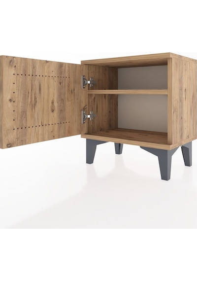 Arges Komodin Tek Raflı Tek Kapaklı 44x30x48 Çam-çam Çam