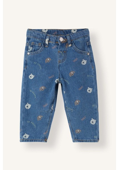 Defacto Barrel Fit Hayvan Ve Yazı Baskılı Jean Pantolon Erkek Bebek I3830a526wnnm39 Mavi-nm39