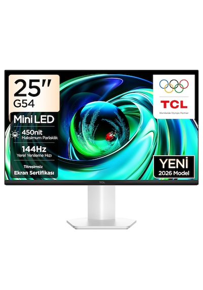 Tcl 25g54 24,5 İnç Fhd Mini Led Oyuncu Monitörü, 144 Hz, Hdr400, 5 Ms Gtg, %99 Srgb