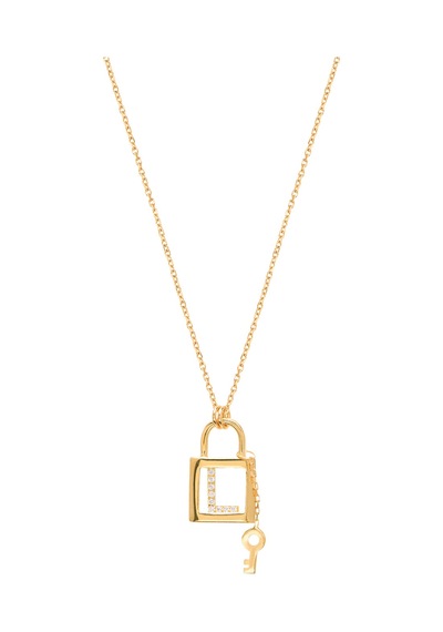 Cosar Silver 925 Ayar Zirkon Taşlı Harf Kolye Gold