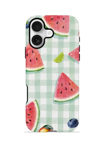 Apple iPhone Uyumlu 16 Vorian Çift Katmanlı Kılıf Watermelon Picnic Gingham