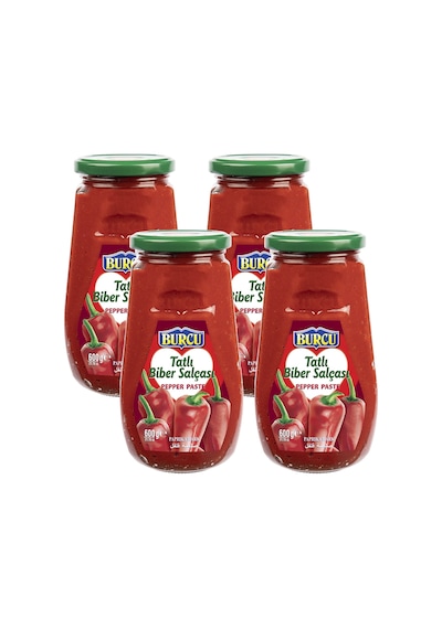Burcu Tatlı Biber Salçası 600 Gr Cam 4 Lü