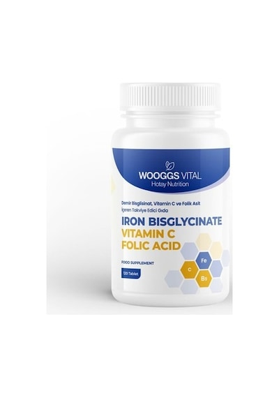 Wooggs Vital Demir Bisglisinat Vitamin C Ve Folik Asit İteg 120 Tablet