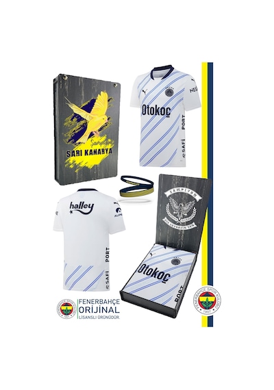 Fenerium Fenerbahçe 24/25 Beyaz Forma & Silikon Bileklik Set Ahşap Kutulu 057 Beyaz