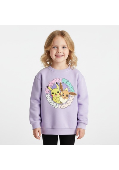 Pokeman Kız Çocuk Sweatshirt LİLA