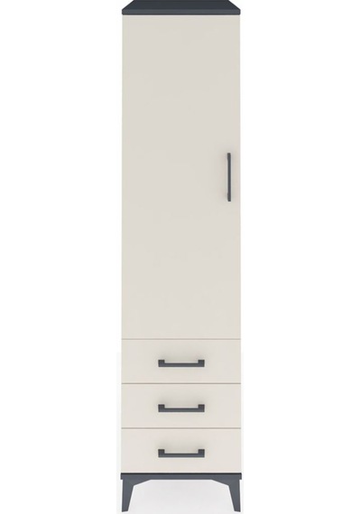 Kronos Dolap Tek Raflı 3 Çekmeceli Tek Askılı 44x59x182 Antra... Antrasit