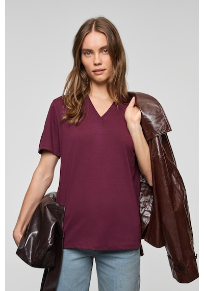 Grımelange Alıne Kadın %100 Organik Pamuk Derin V Yakalı Comfort Fit Bordo T-shirt Bordo Grımelange Alıne Kadın %100 Organik Pamuk Derin V Yakalı Comfort Fit Bordo T-shirt Bordo