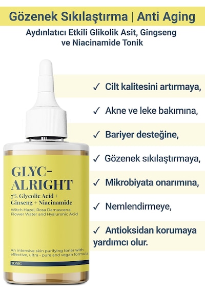 She Vec Glyc Alright Gözenek Sıkılaştırıcı ve Aydınlatıcı Etkili Tonik 200 ML