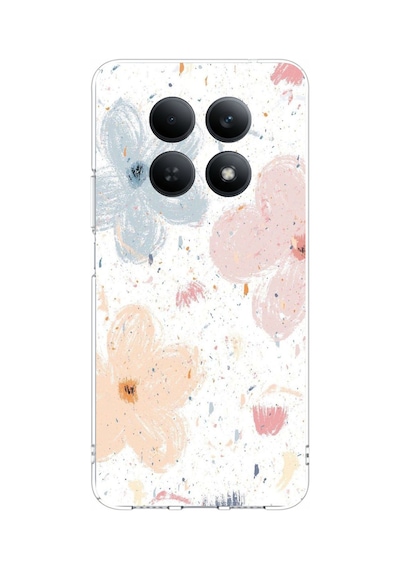 Redmi Note 15 4g Uyumlu Pastel Soyut Çiçek Ve Leke Desenli Baskılı Silikon Kılıf Renkli